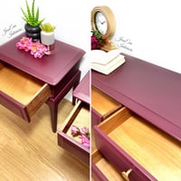 Image 4 of Stag Minstrel Bedroom Furniture Set - Dressing Table and 2x Bedside Tables painted in purple 