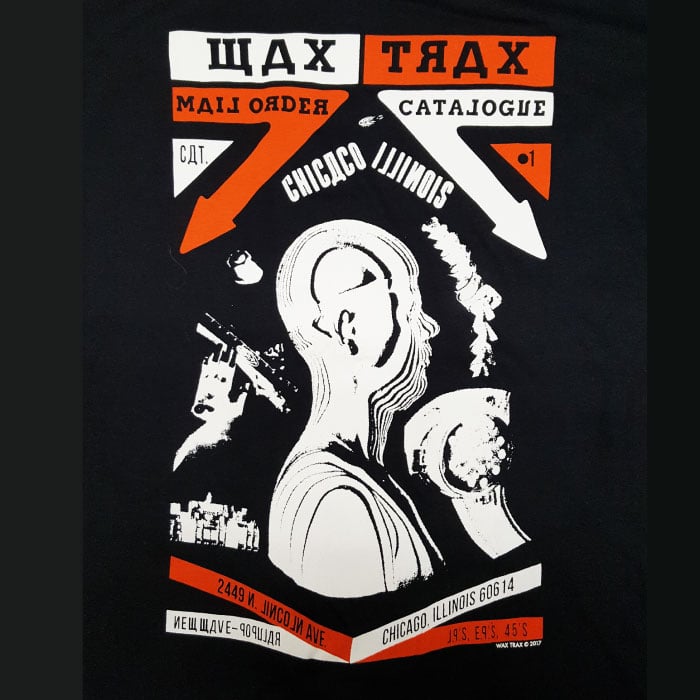 WAX TRAX! T-Shirt / Original 1980s Soviet Catalog Art (Black)