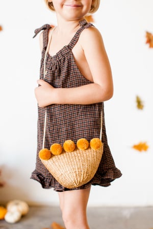 Image of Straw purse with Fall colored poms