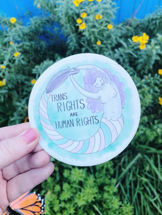 Image of Trans Rights Are Human Rights Mermaid Sticker