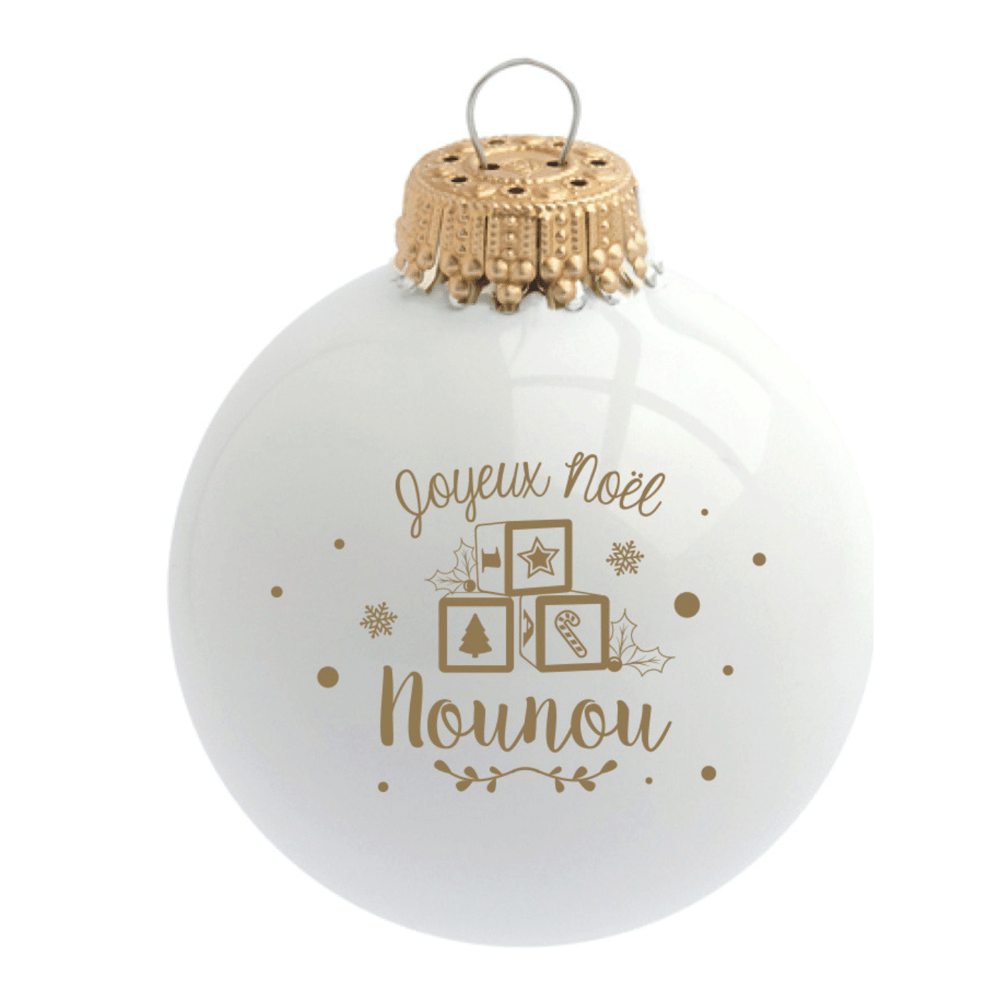 Image of Boule de Noël personnalisée "Joyeux Noël Nounou"