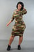 Image of Camo Bodycon Midi Dress(Green or Red)