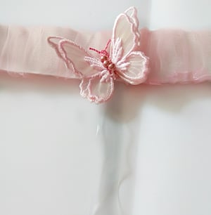 Image of PHYLLIS Powder pink Tulle Butterfly garter belt