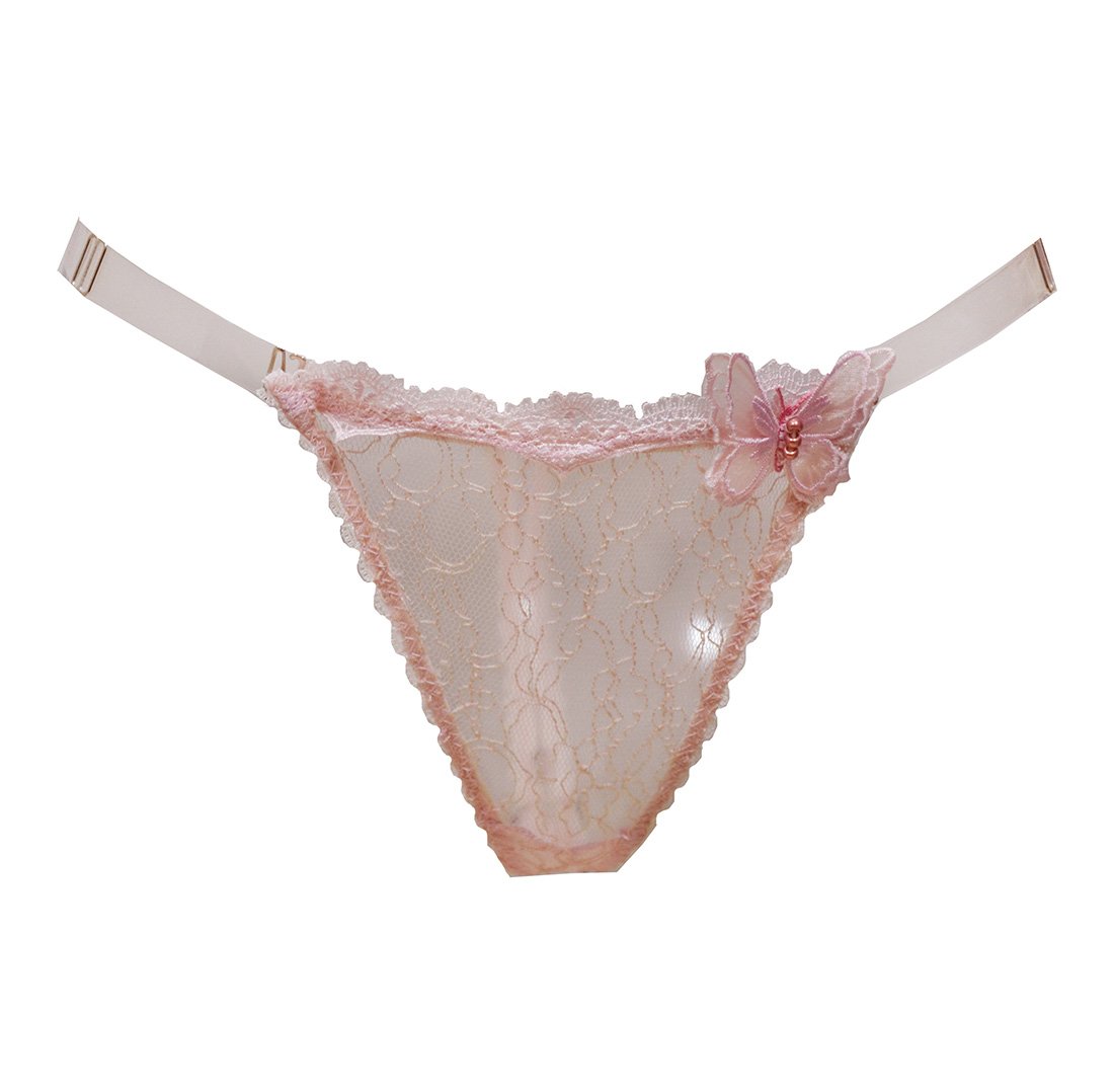 Image of PHYLLIS Powder Pink Butterfly Guipure Lace Thong
