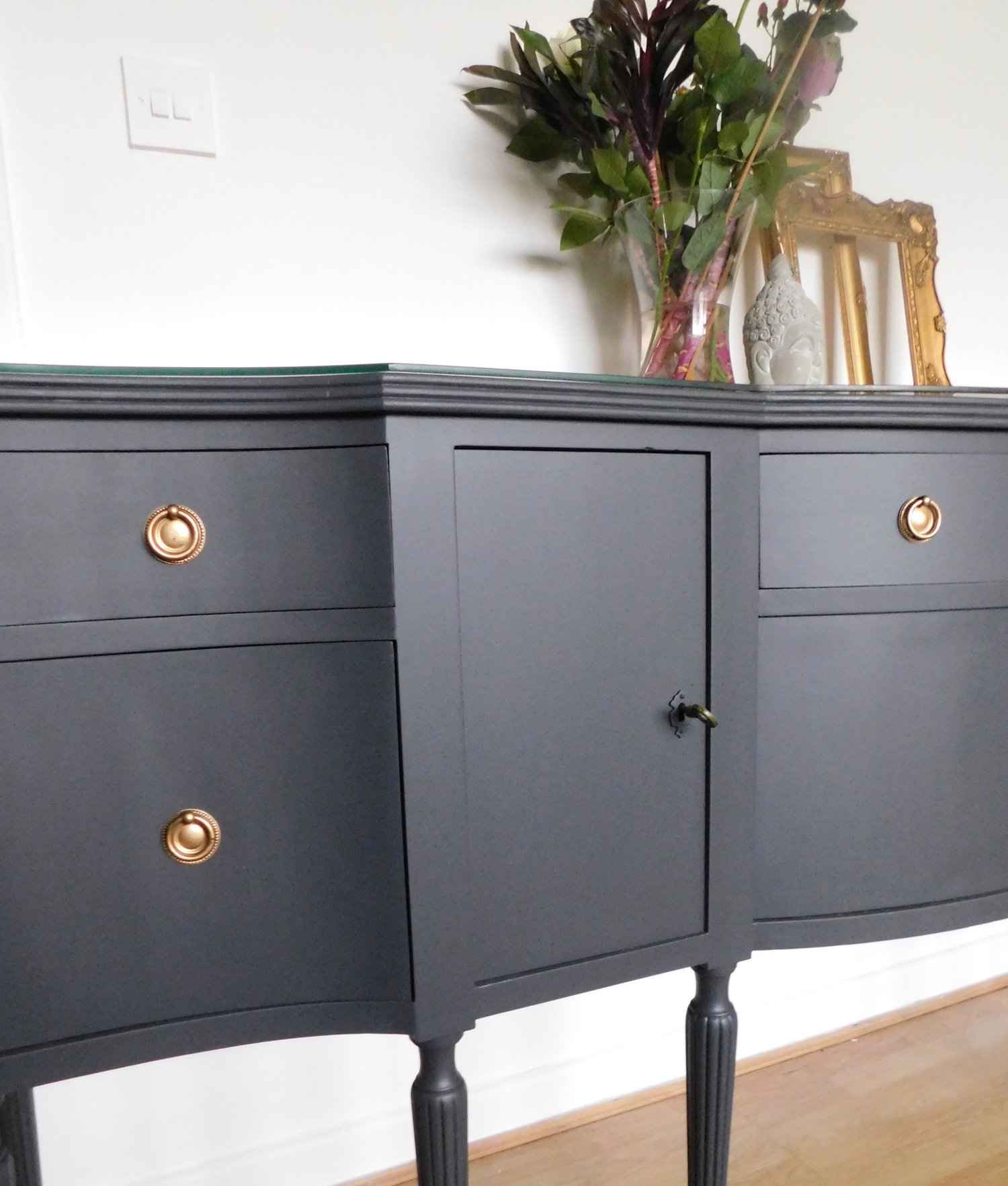 Image of Stunning dark grey wooden top sideboard