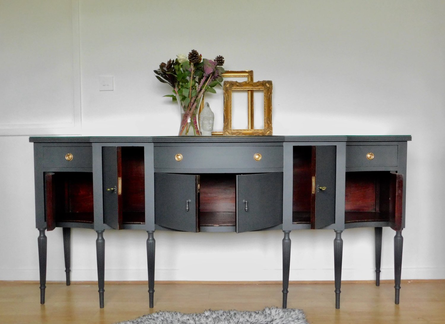 Image of Stunning dark grey wooden top sideboard 