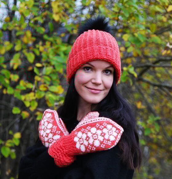 Image of NYHET! Vinterrose votter - digital oppskrift