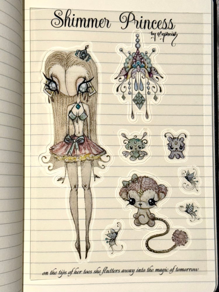 Image of Shimmer Princess 4x6 transparent sticker sheet