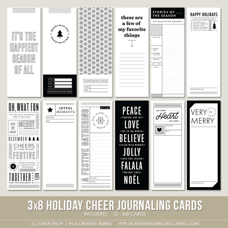 Image of 3x8 Holiday Cheer Journaling Cards (Digital)
