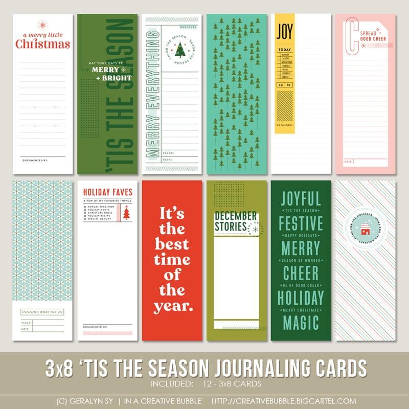 Image of 3x8 'Tis the Season Journaling Cards (Digital)
