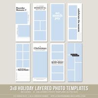 Image 1 of 3x8 Holiday Layered Photo Templates (Digital)