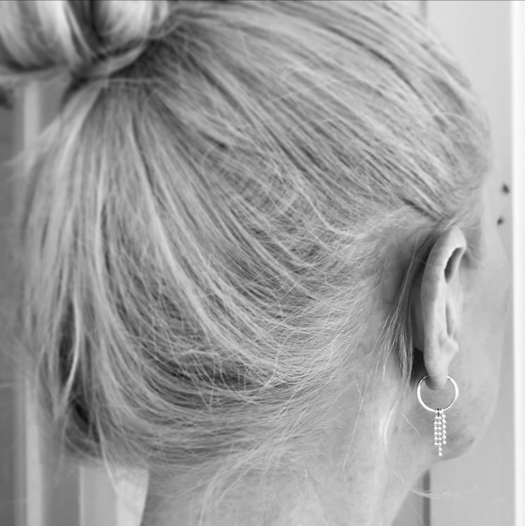 Image of Silver hoops with chain fringe