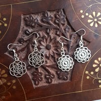 Image 1 of Silver Mandala Earrings