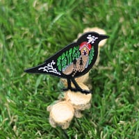 Image 2 of Hansel & Gretel inspired enamel pin - folk tale pin - fairytale - bird pin - lapel pin badge