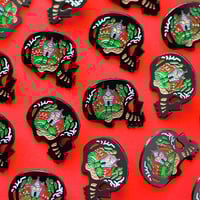 Image 3 of Baba Yaga, witch inspired enamel pin - folk tale pin - fairytale - skull pin - lapel pin badge