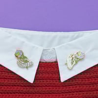 Image 3 of Skeleton hand holding a rainbow rose, enamel pin - bones - skeleton pin - anatomy - lapel pin badge