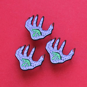 Image of Bleeding witch hand, enamel pin - witchy pin - purple hand pin - spooky pin - lapel pin badge