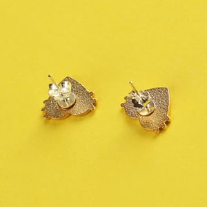 Image of Cat nose earrings - gold plated - 925 silver posts - cat gift - cat earrings - hard enamel studs