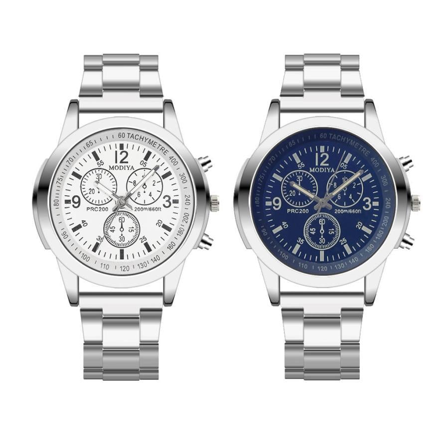 Image of Men's Silver Dress Watch White/Blue Dial