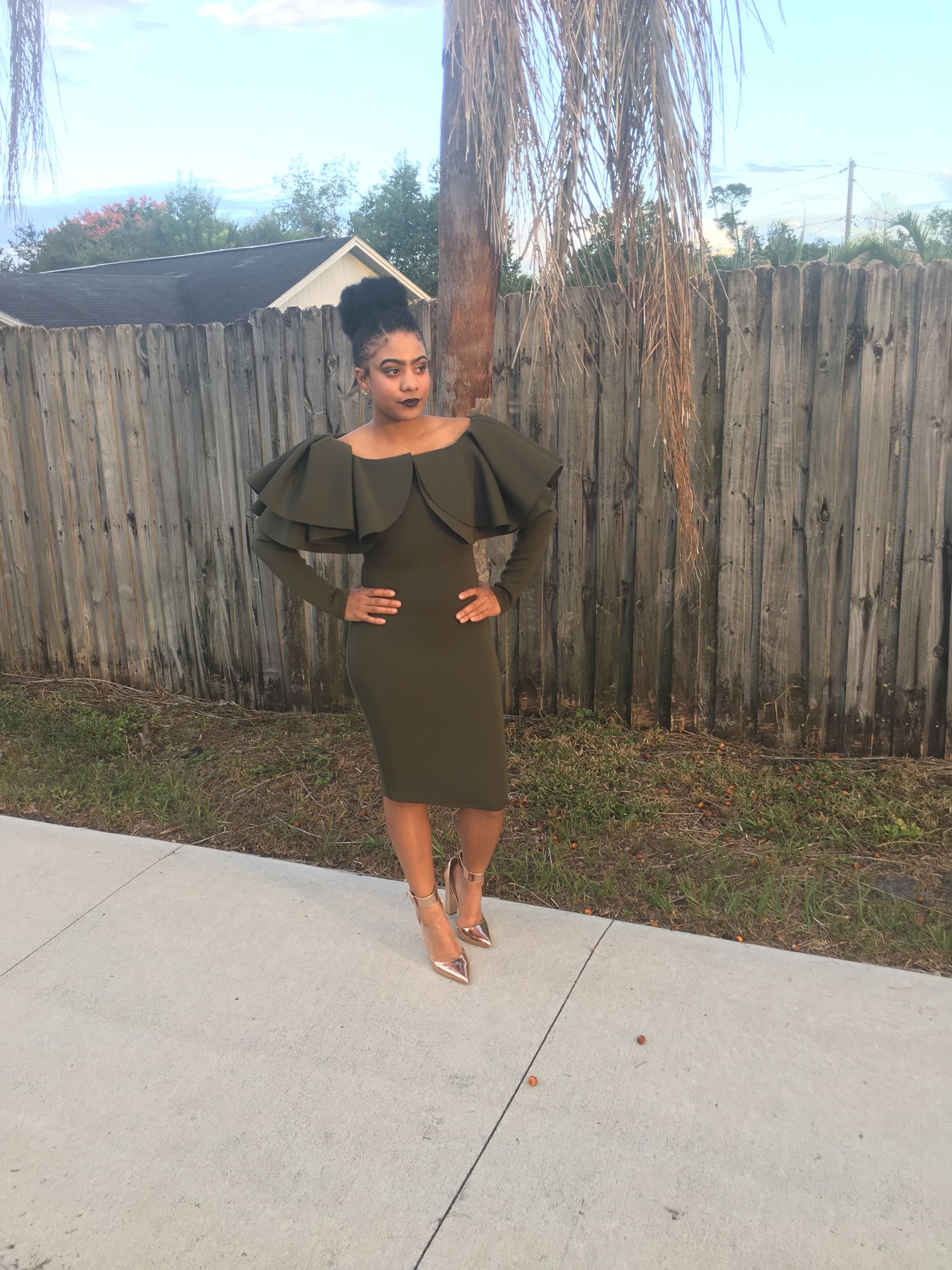 Image of Olive Scuba Dress