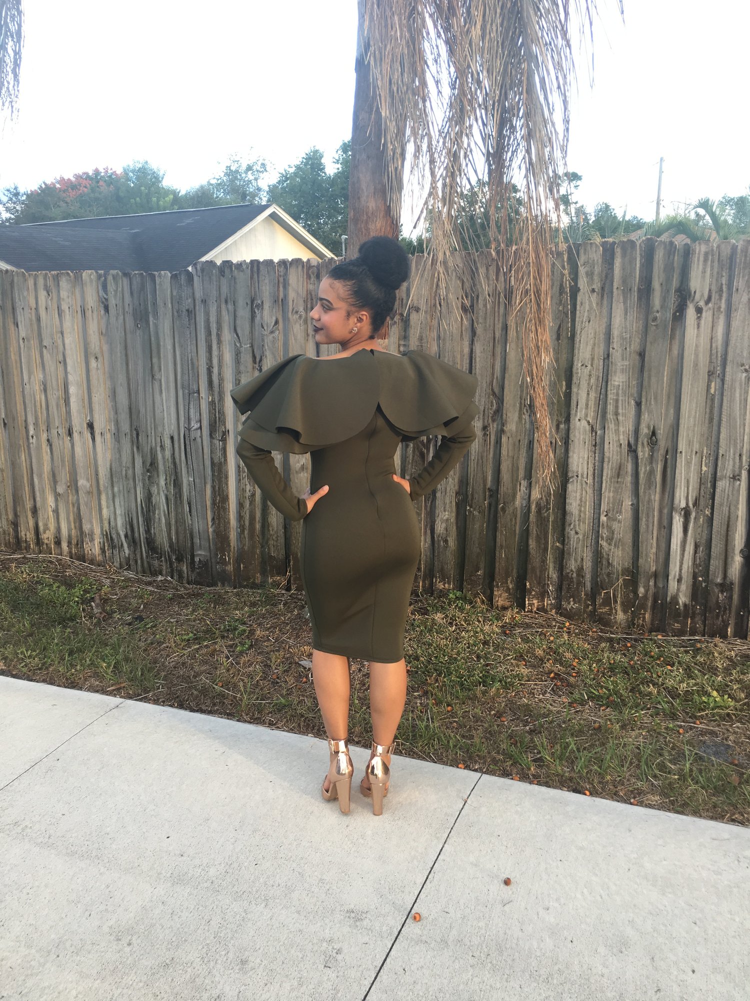 Image of Olive Scuba Dress