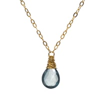 Image 1 of Moss Aquamarine necklace solitaire 14kt gold filled or sterling silver