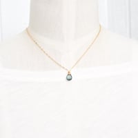 Image 3 of Moss Aquamarine necklace solitaire 14kt gold filled or sterling silver