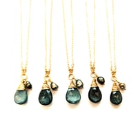 Image 4 of Moss aquamarine Tahitian pearl necklace 14kt gold-filled