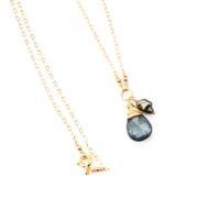 Image 5 of Moss aquamarine Tahitian pearl necklace 14kt gold-filled