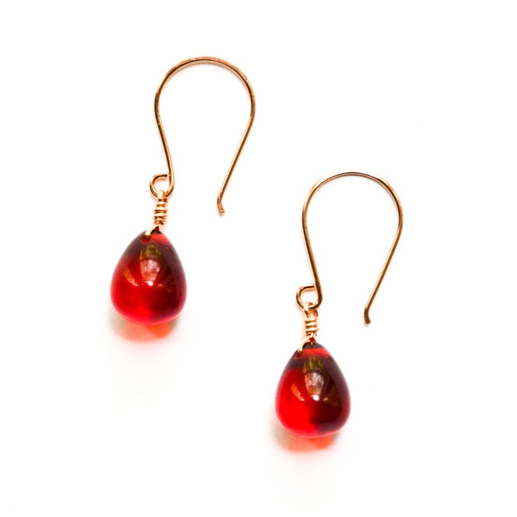 Red clearance glass earrings