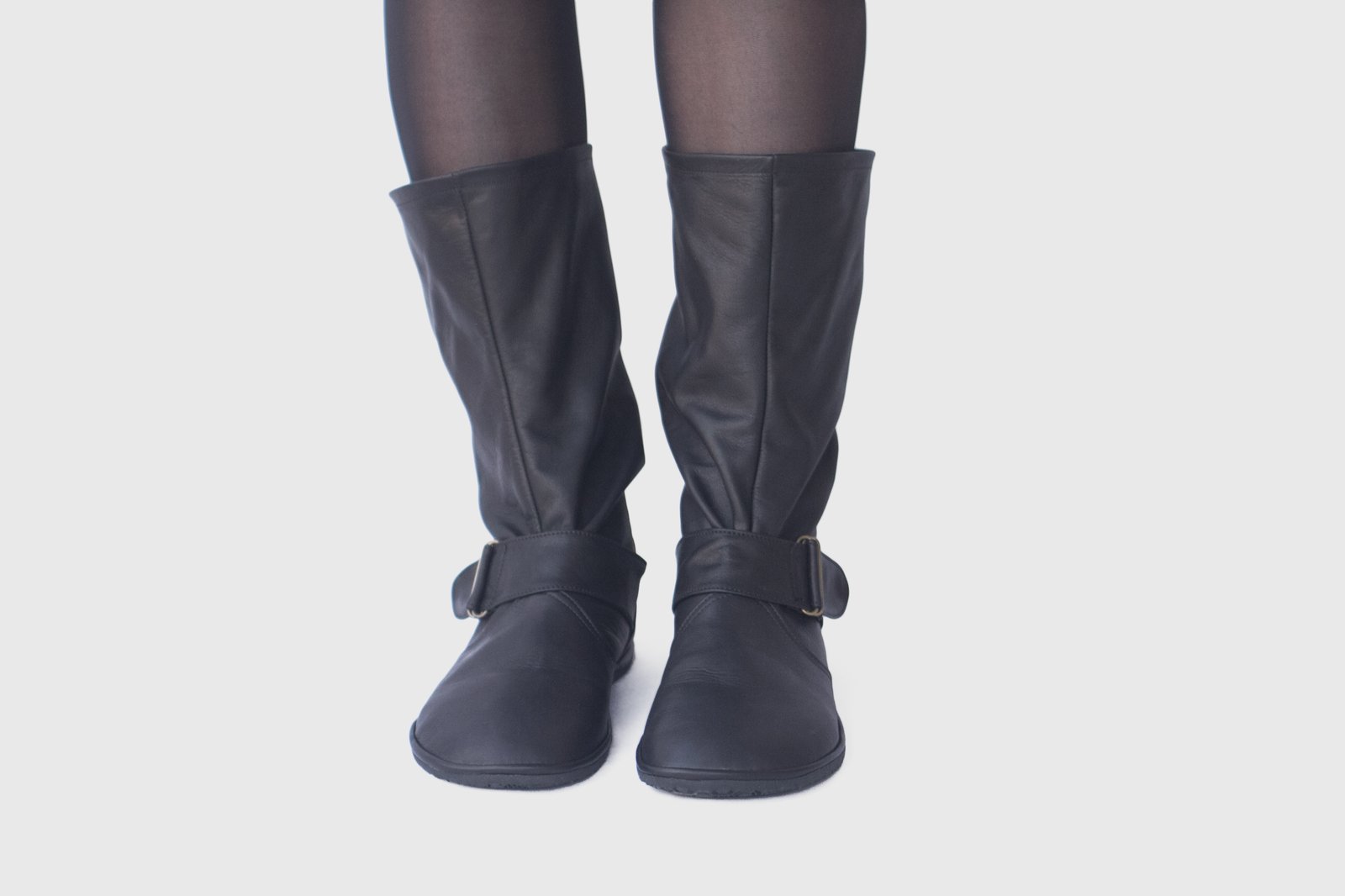 Womens black best sale leather slouch boots