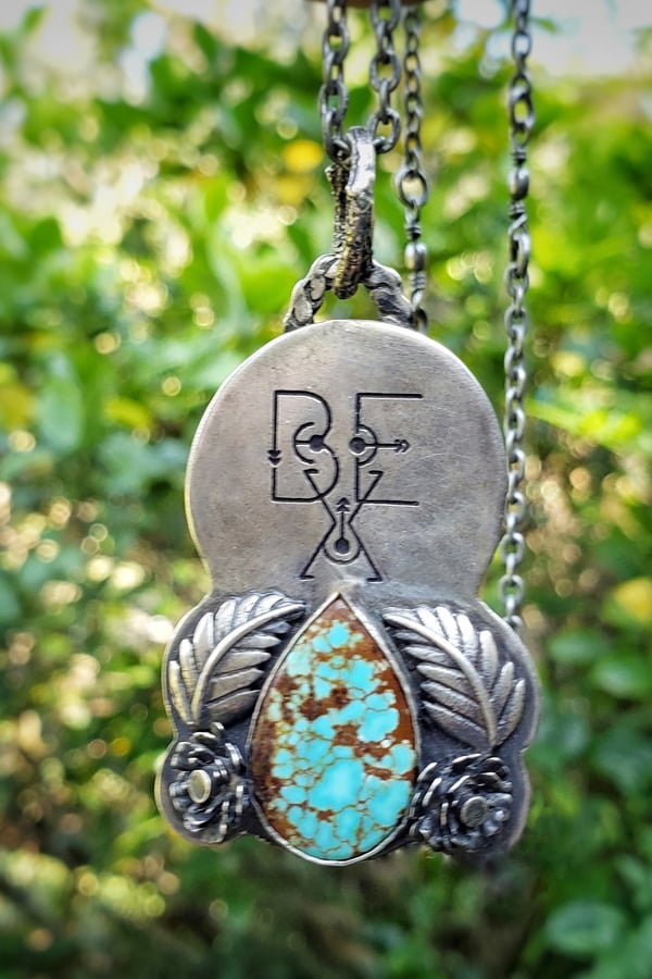 Image of BE X™ Hand Fabricated Sterling and Tuquoise Pendant Necklace