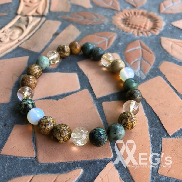 Image of MEGs One-of-a-Kind Gemstone Bracelet:: Citrine, Jasper, Turquoise, & Opalite