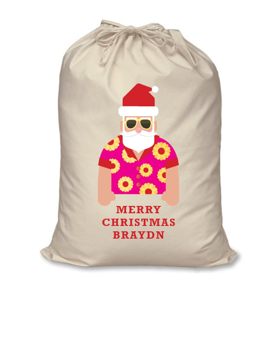 Image of Personalised Christmas Santa Sack - Beachside Santa