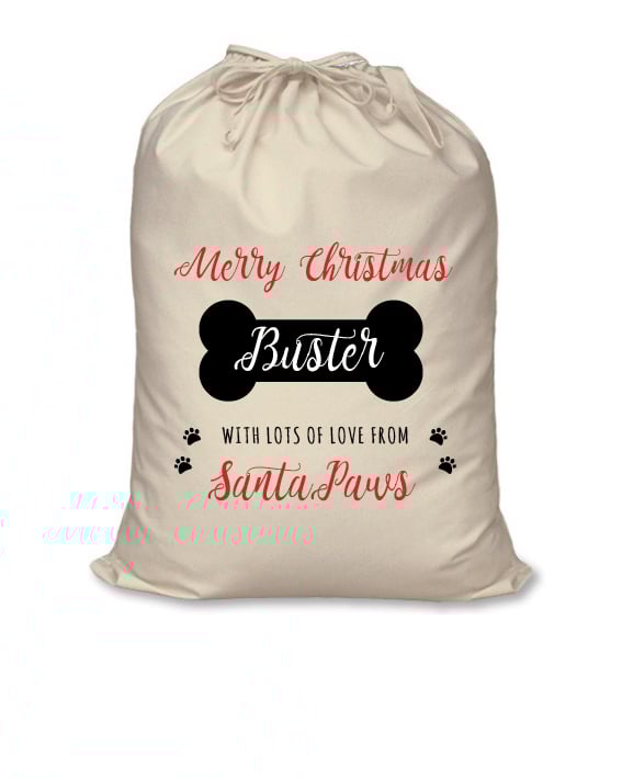 Image of Personalised Christmas Santa Sack - Dog Bone