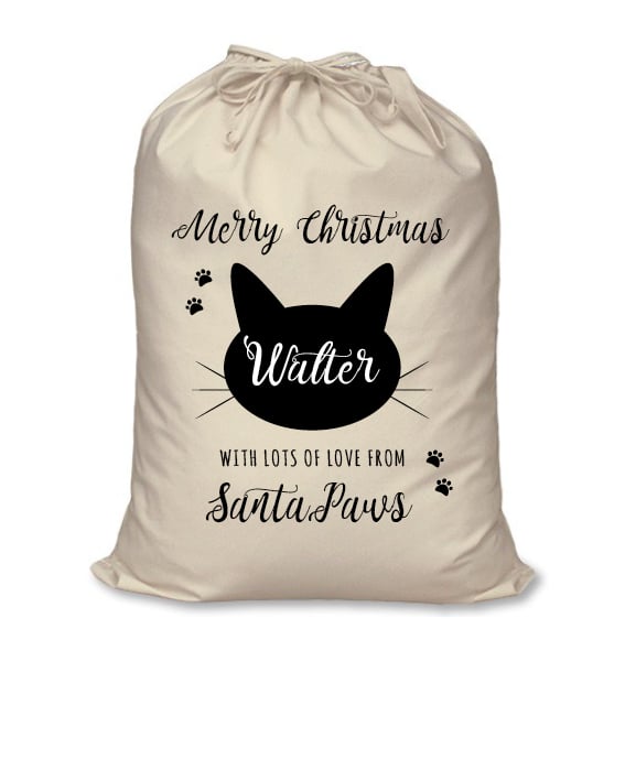 Image of Personalised Christmas Santa Sack - For Your Cat