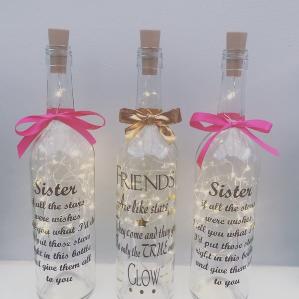 Image of Bespoke bottle lamps (full range available to see on Facebook page Twinkle Bottles)