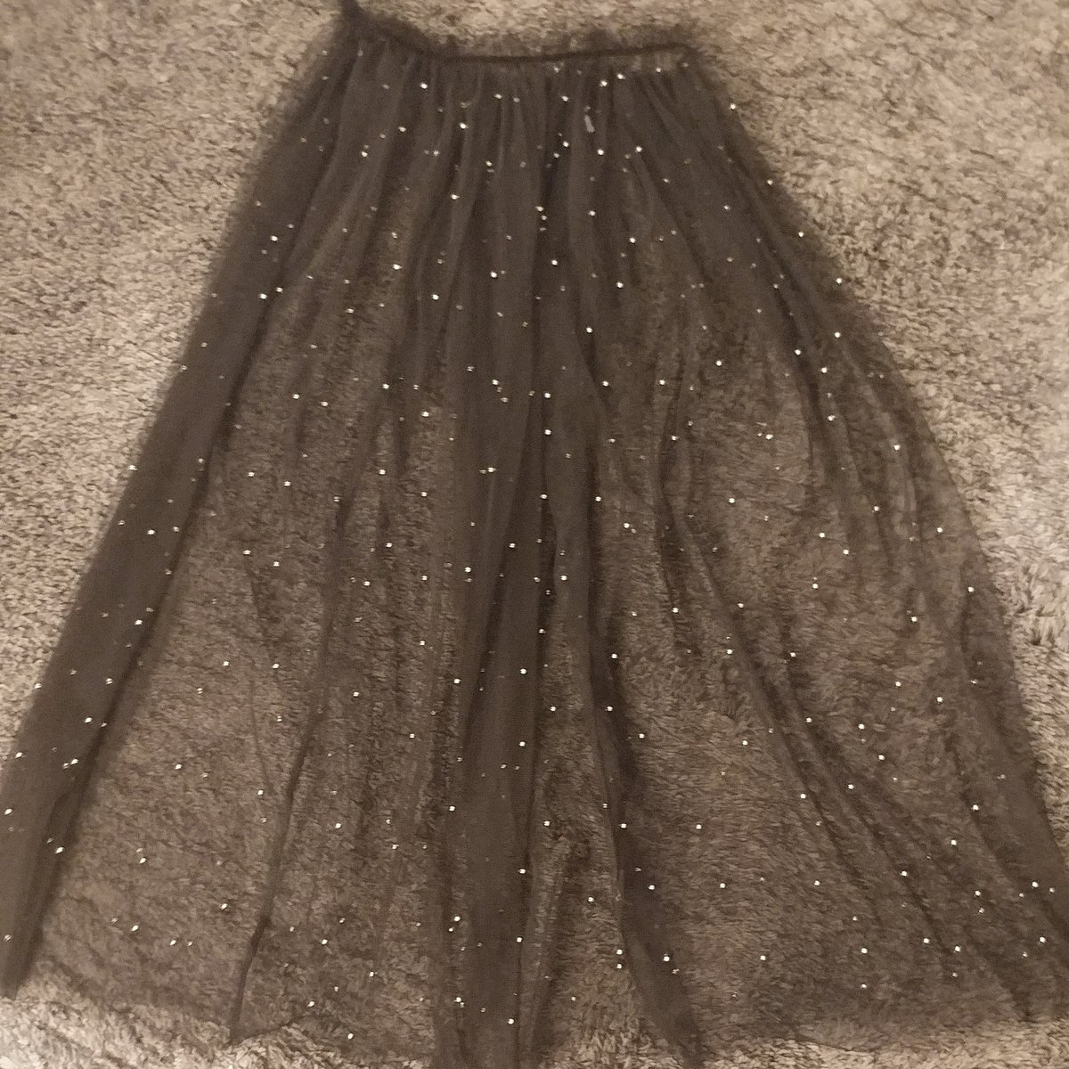 Image of Black / Silver Studded Maxi Sheer Skirt