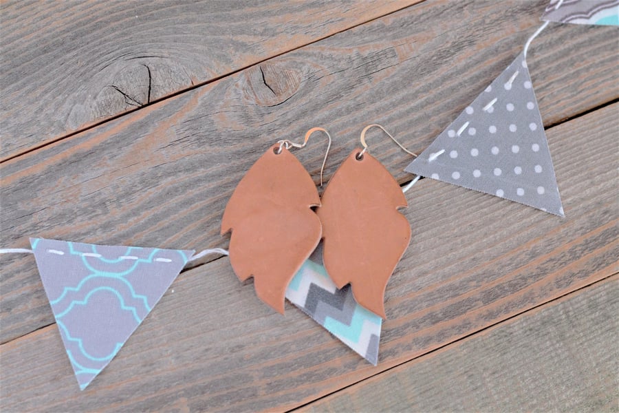 Image of Leather Feather Earrings