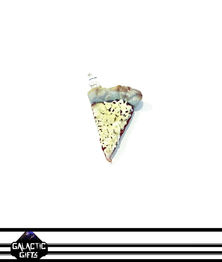 Image of Meld Glass UV Active Cheese Pizza Slice Pendant #2