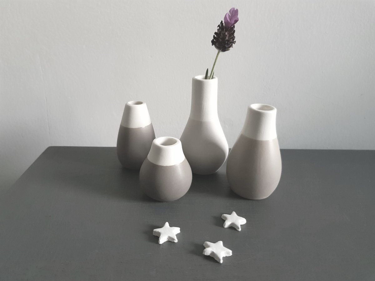 Set 4 Mini Vasi Pastello Räder - Gres Con Interno Smaltato - Perfetti Per Fiori Secchi E Decorazioni Tavolo