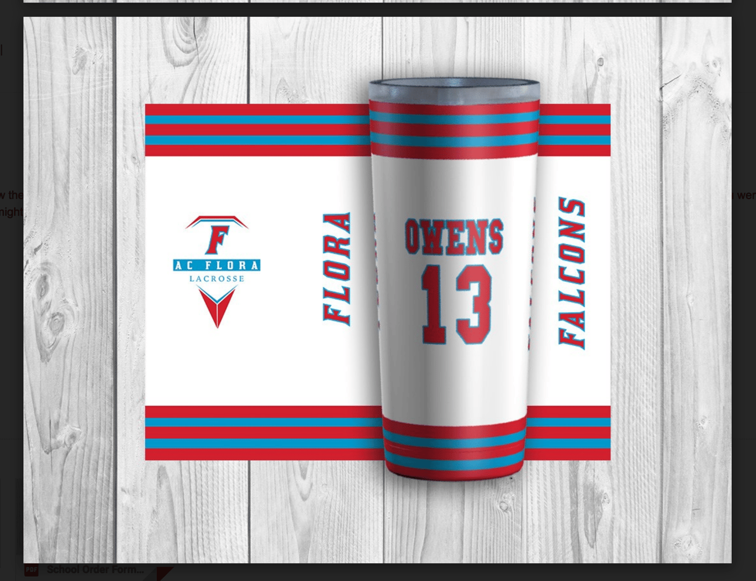 Image of Personalized Flora Falcons Lacrosse Tumbler