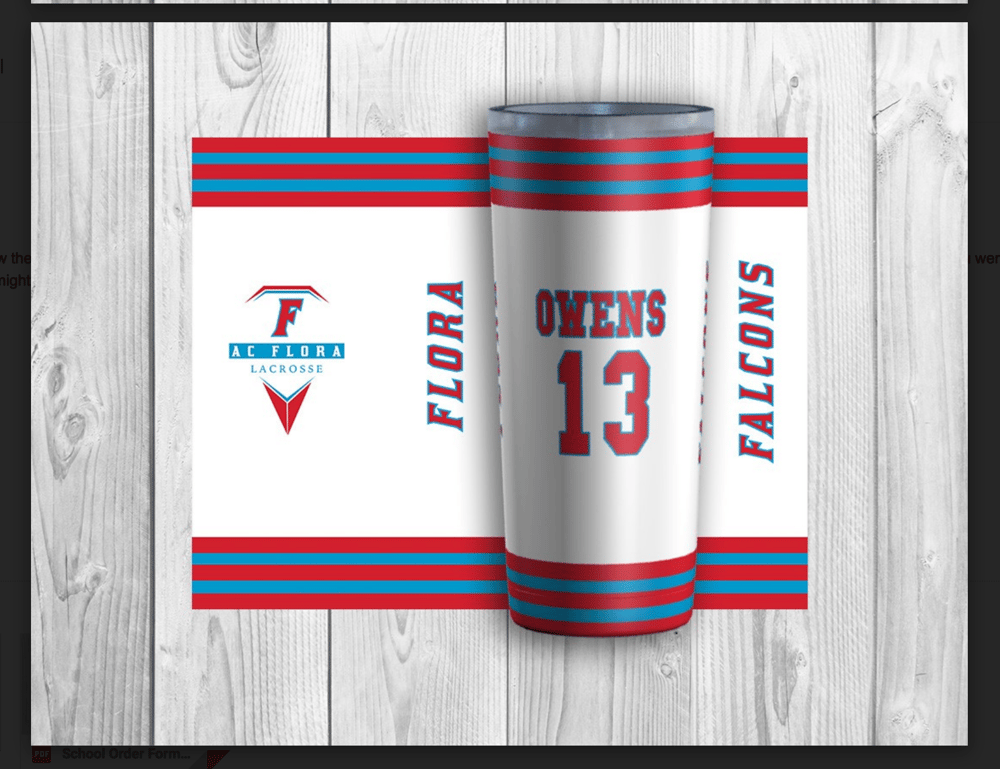 Image of Personalized Flora Falcons Lacrosse Tumbler