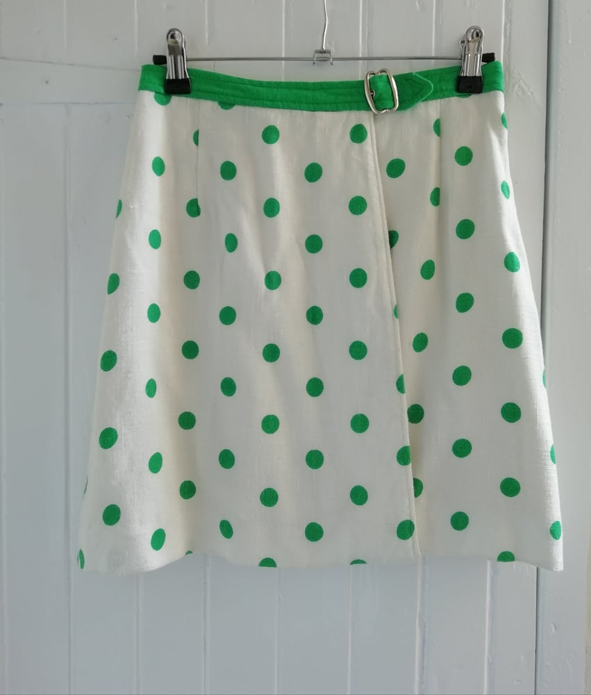 Image of 60s green polka dot skirt 