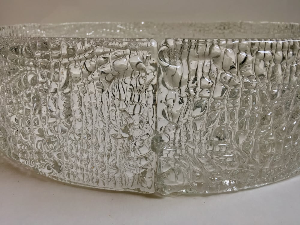 Image of Large Mid-Century Flush Mount in Textured Glass by Kaiser Leuchten