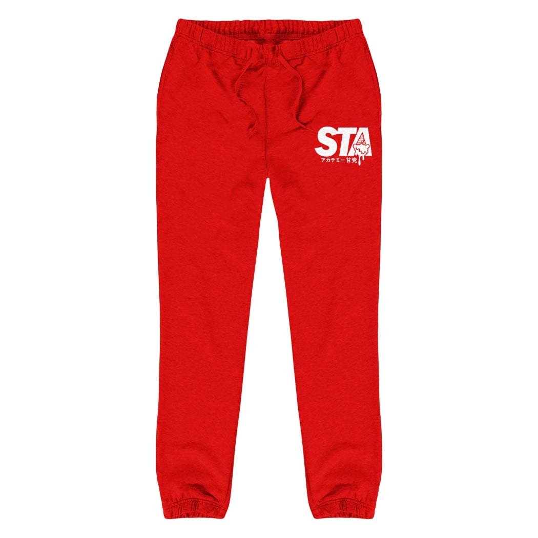 red and white sweatpants