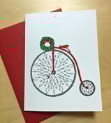 Image of Xmas Penny Farthing Holiday Bike Cards - set of 8