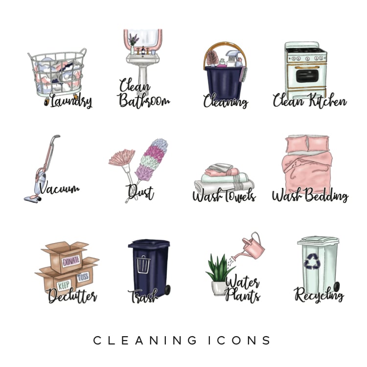 Cleaning Planner Icons | paperpanduh