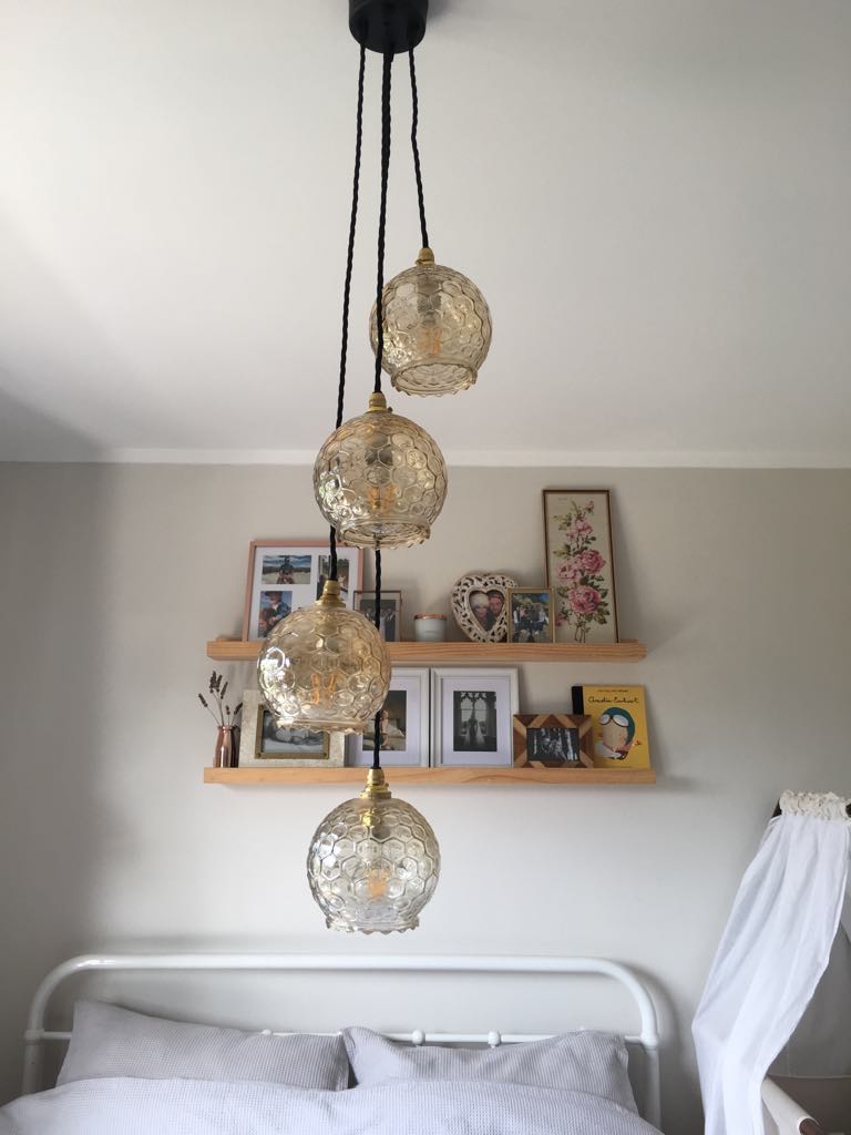 Image of vintage four drop cluster chandelier 