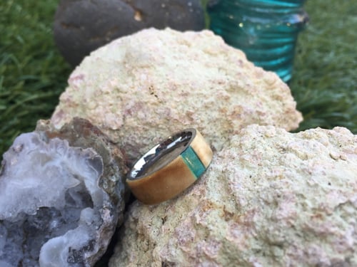 Image of Box elder burl wood with blue and green resin